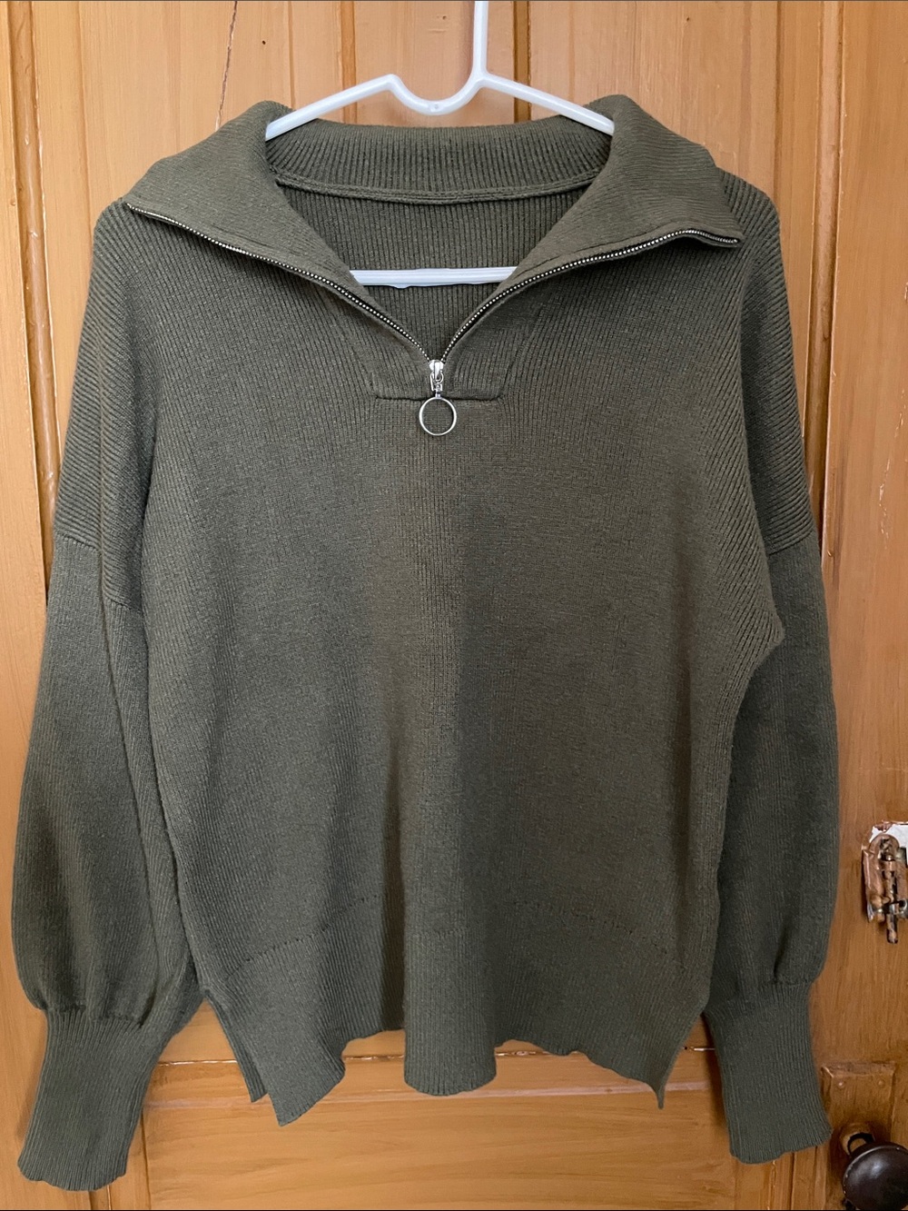 Olive Half-Zip Knit Sweater